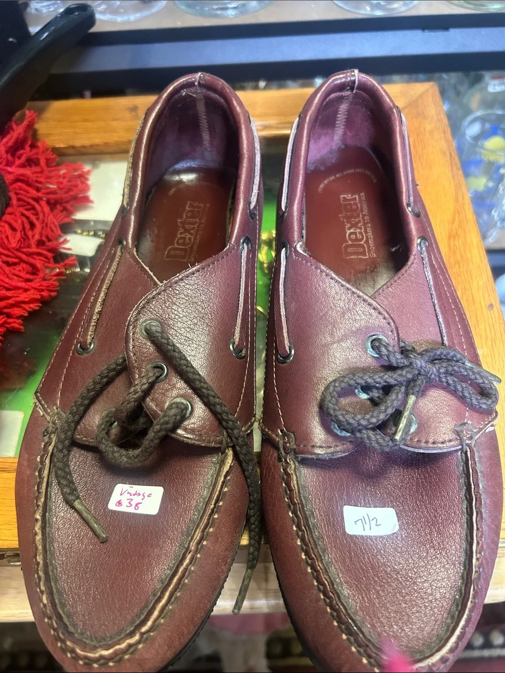 Bass Men's Maroon Leather Boat Shoes